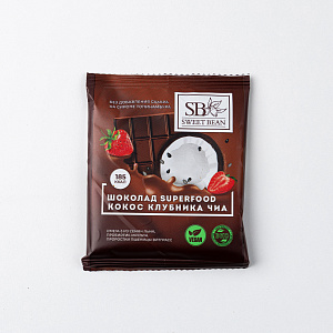 Шоколад SUPERFOOD "На сиропе топинамбура кокос клубника чиа"